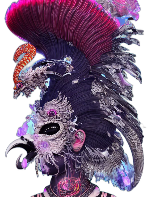 dragon, creature, hair, mask transparent PNG cut-out