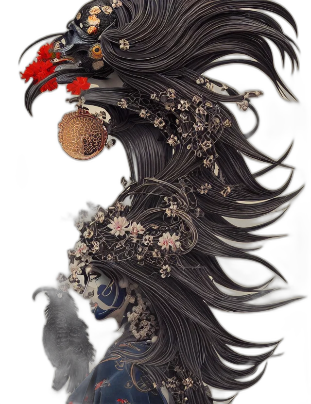 hair, dragon, crown, dress transparent PNG cut-out