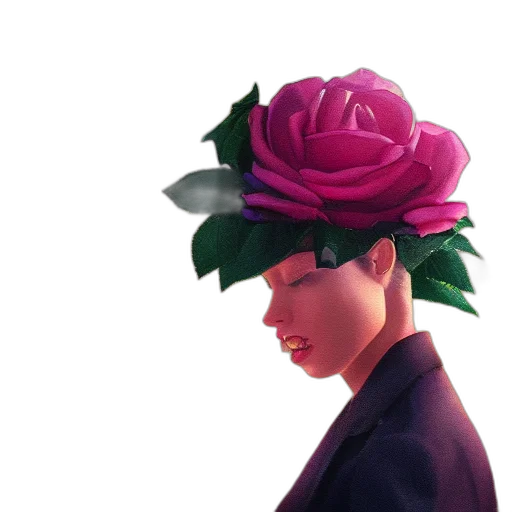 crown, hat, flower, face transparent PNG cut-out