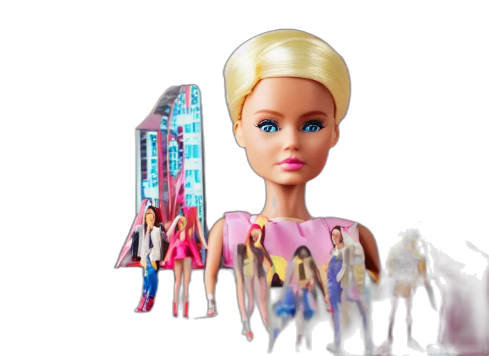 3d render, futuristic, dystopian, barbie transparent PNG cut-out