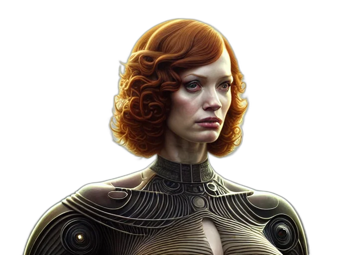 dress, robot, face, comic book art transparent PNG cut-out