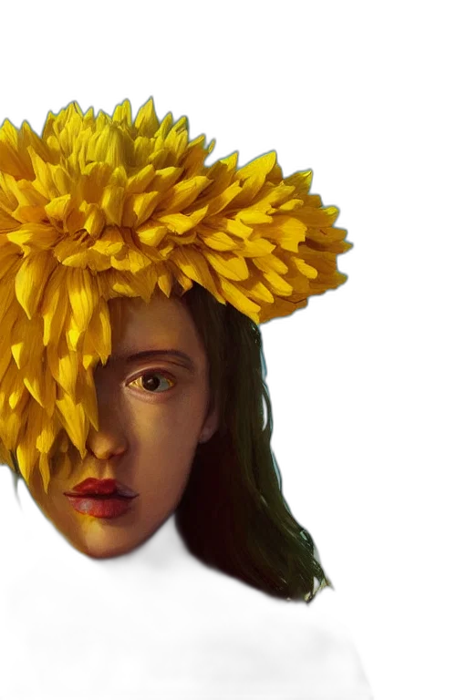 crown, face, hair, flower transparent PNG cut-out