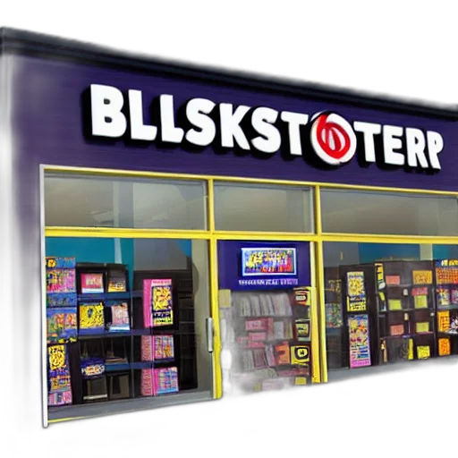 3d render, blockbuster, store, front transparent PNG cut-out