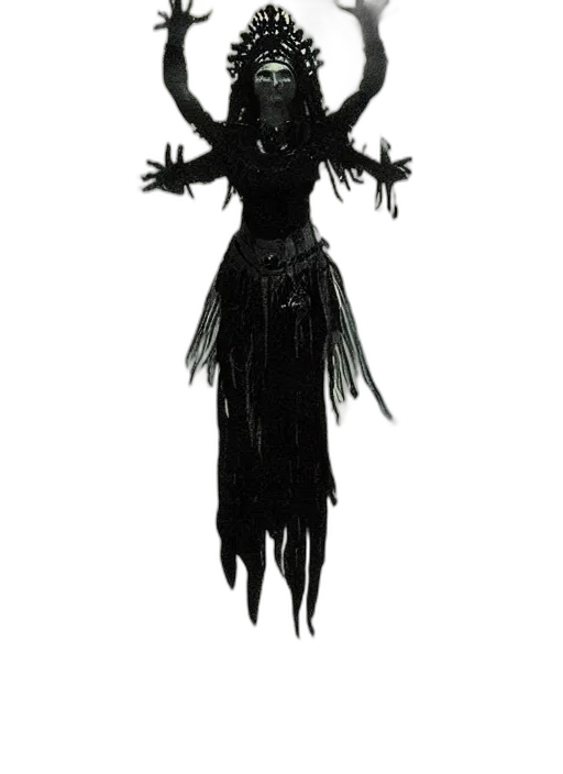 creature, mask, staff, dress transparent PNG cut-out