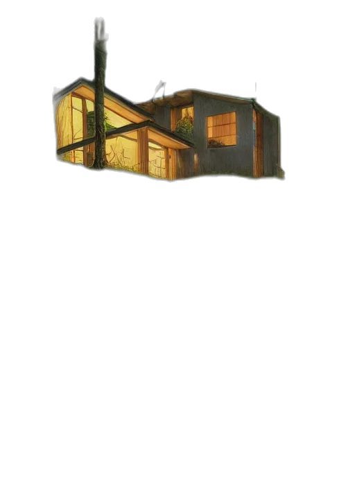 building, furniture, umbrella, 3d render transparent PNG cut-out