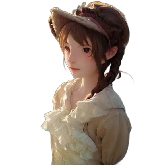 hat, face, dress, staff transparent PNG cut-out