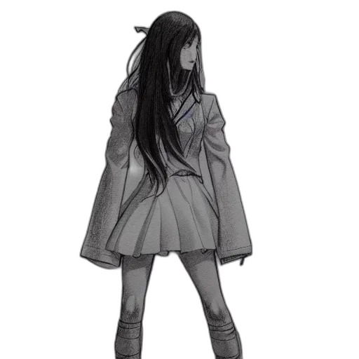 dress, jacket, creature, staff transparent PNG cut-out