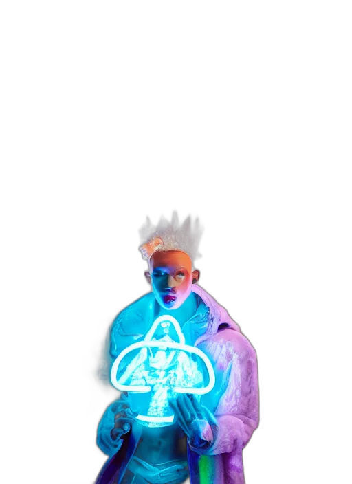 jacket, mask, creature, staff transparent PNG cut-out