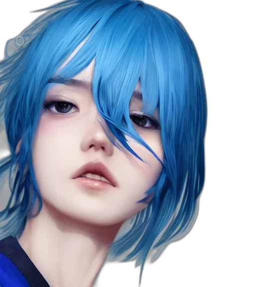 face, hair, robot, photorealistic transparent PNG cut-out