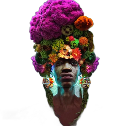 crown, face, mask, flower transparent PNG cut-out