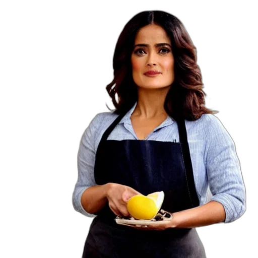 food, salma, hayek, posing transparent PNG cut-out
