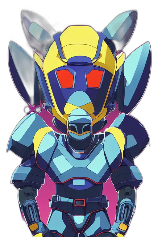 robot, mask, vaporwave, concept art transparent PNG cut-out