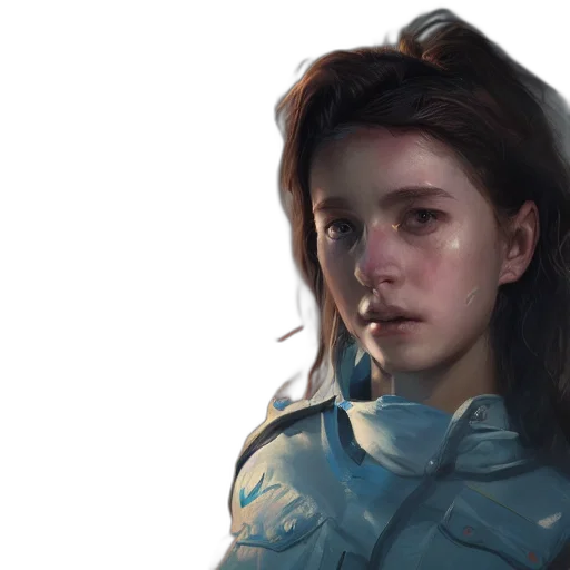 face, robot, concept art, photorealistic transparent PNG cut-out