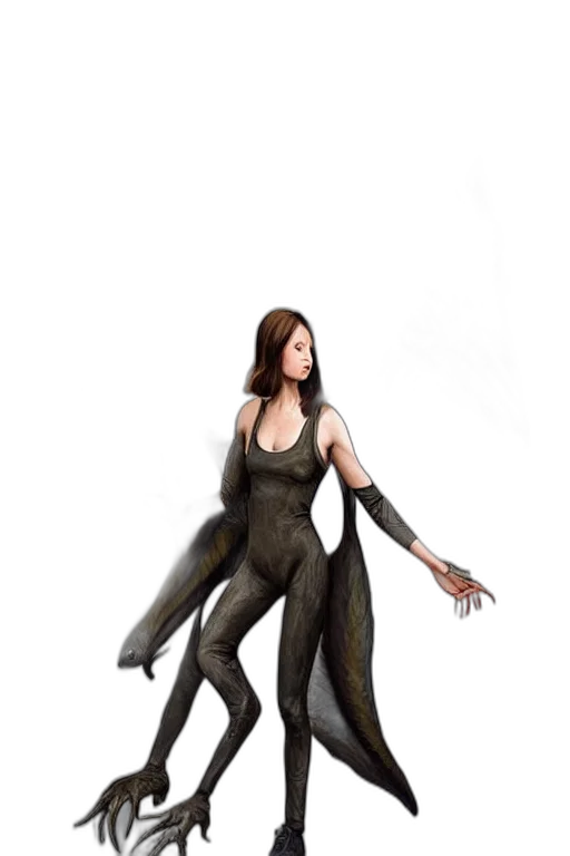 dress, creature, staff, concept art transparent PNG cut-out