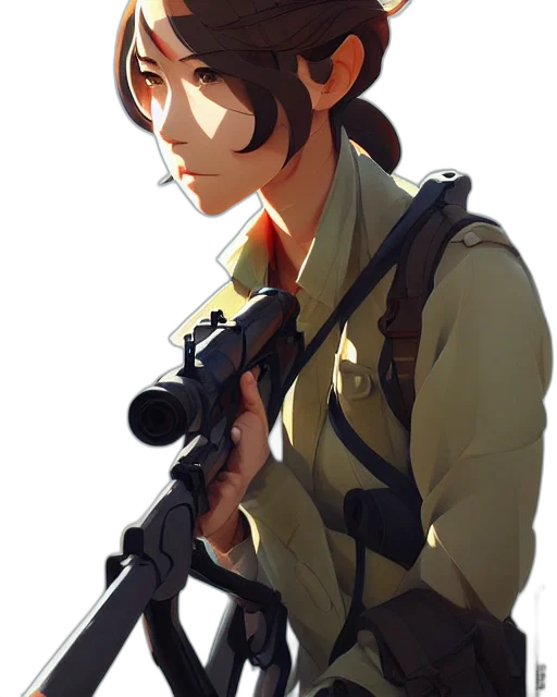 weapon, staff, jacket, face transparent PNG cut-out