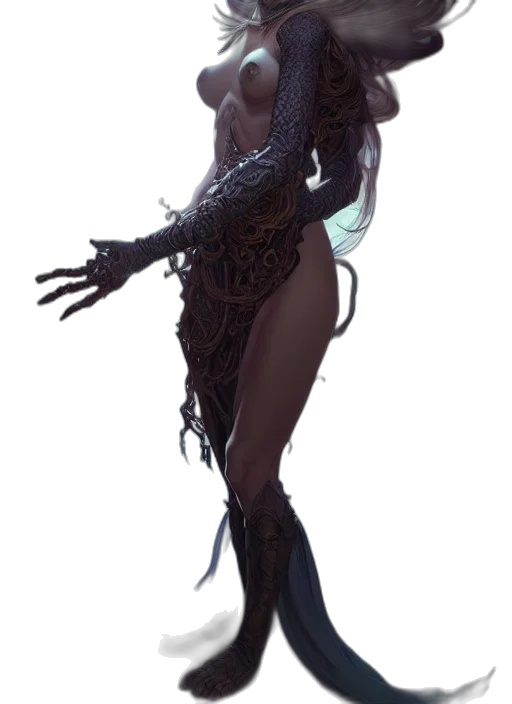 dress, staff, creature, weapon transparent PNG cut-out
