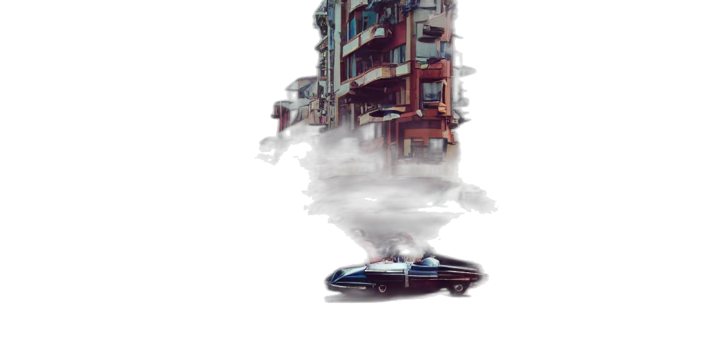 car, robot, jacket, building transparent PNG cut-out