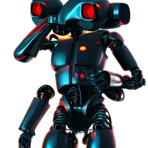 robot, staff, 3d render, concept art transparent PNG cut-out