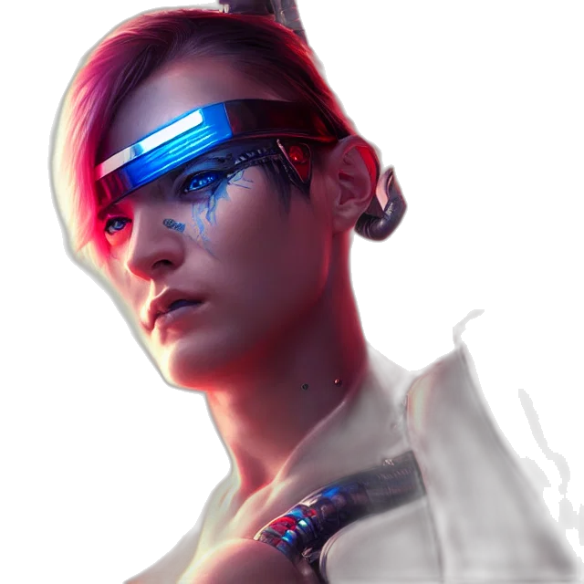 robot, face, staff, weapon transparent PNG cut-out