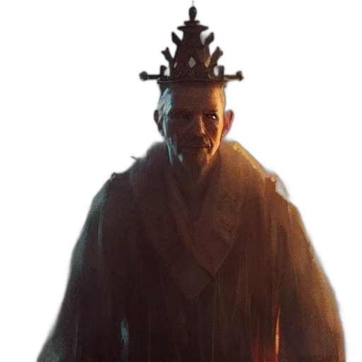 crown, staff, face, creature transparent PNG cut-out