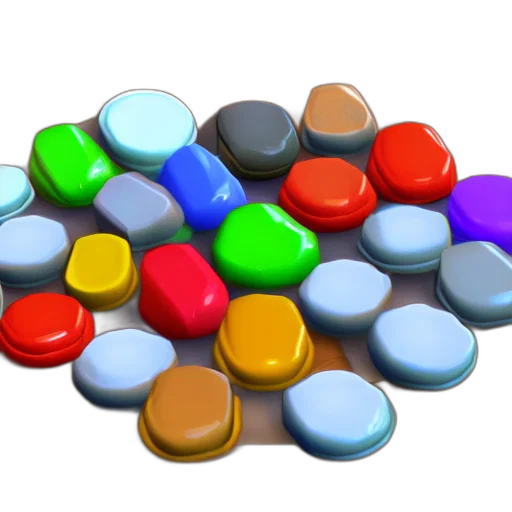 3d render, pixel art, concept art, colorful transparent PNG cut-out