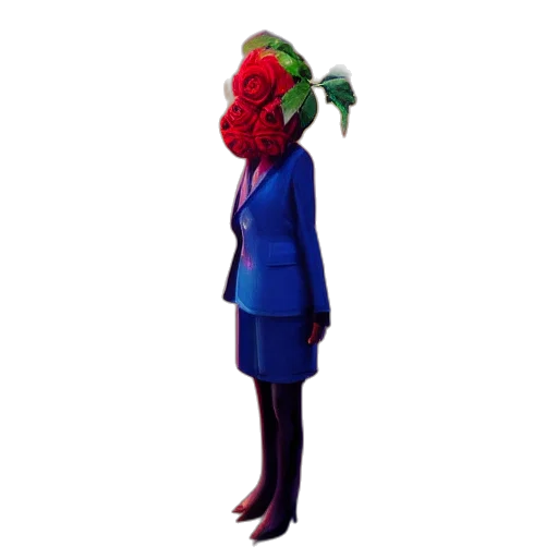 staff, hat, jacket, flower transparent PNG cut-out