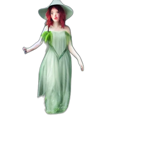 dress, hat, creature, staff transparent PNG cut-out