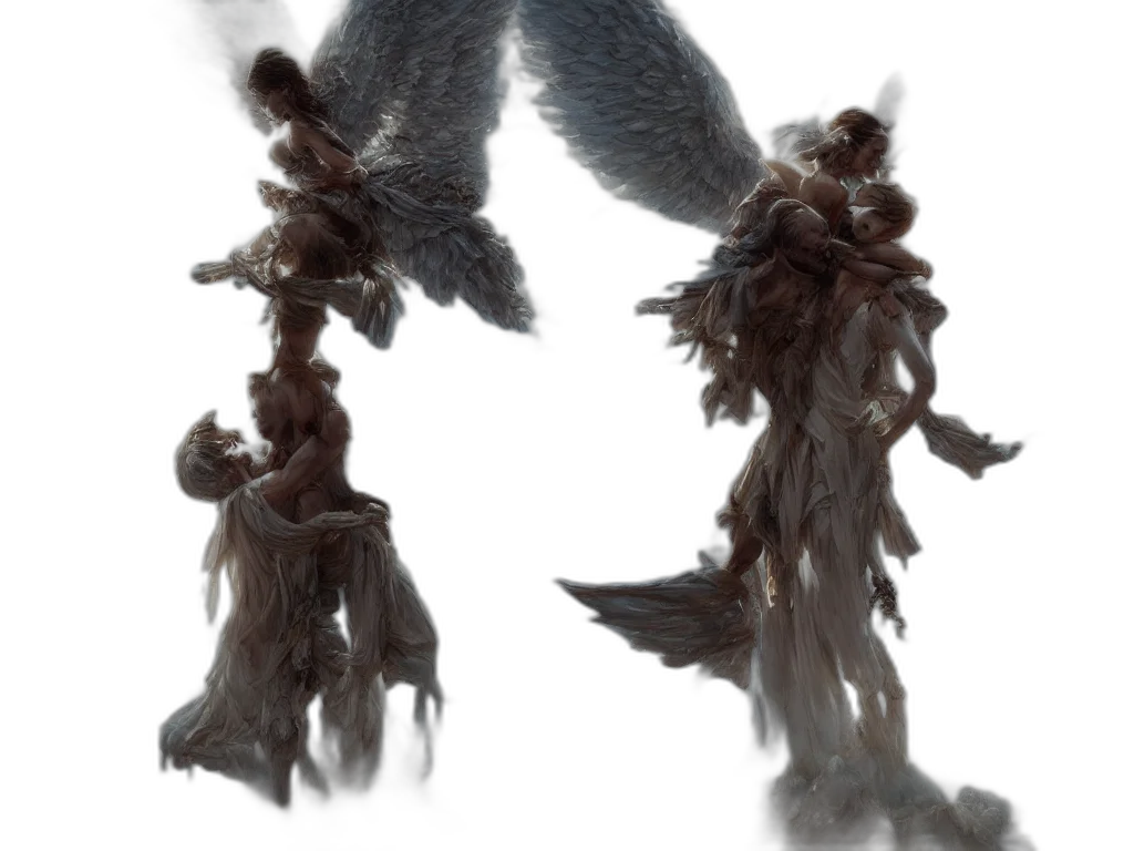 creature, dragon, hair, staff transparent PNG cut-out