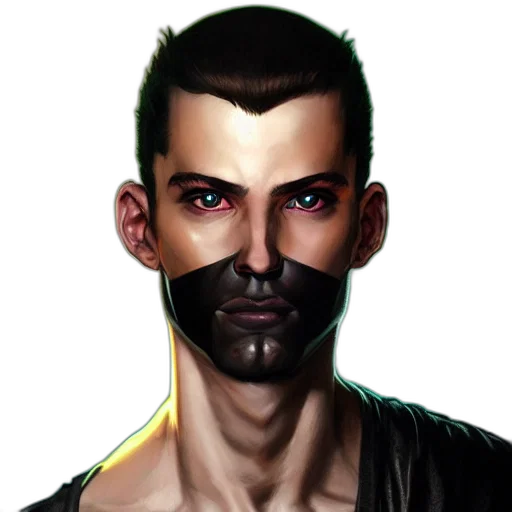 face, mask, staff, cyberpunk transparent PNG cut-out