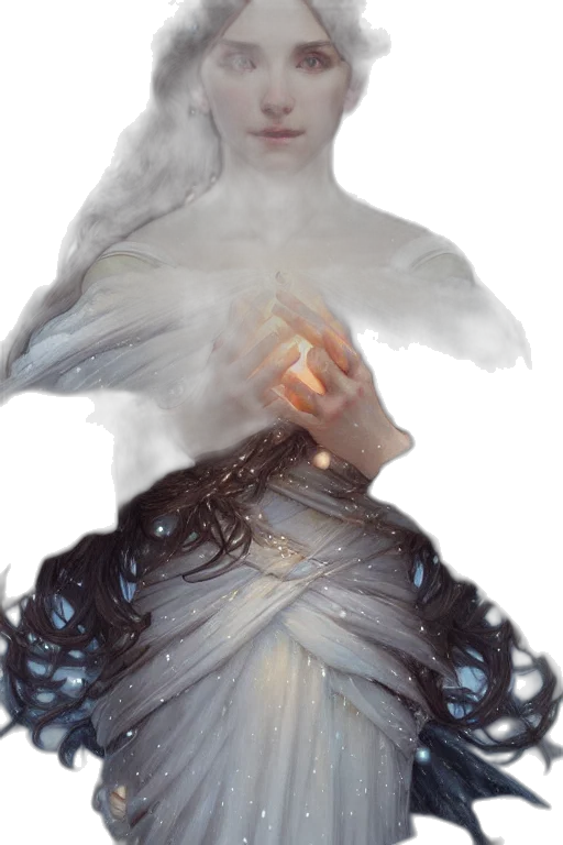 dress, dragon, face, staff transparent PNG cut-out