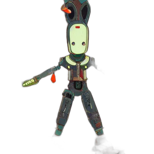 robot, staff, weapon, creature transparent PNG cut-out