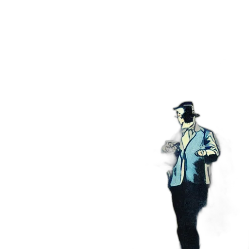 jacket, hat, robot, staff transparent PNG cut-out