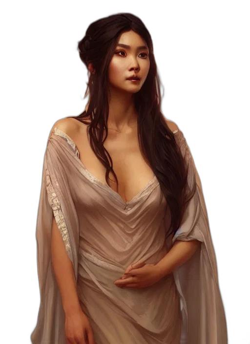 dress, jewelry, dragon, staff transparent PNG cut-out