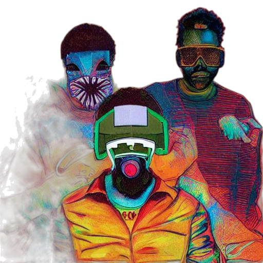 mask, vaporwave, pixel art, neon transparent PNG cut-out