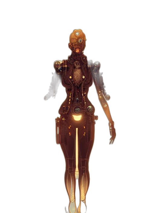 robot, dress, staff, creature transparent PNG cut-out