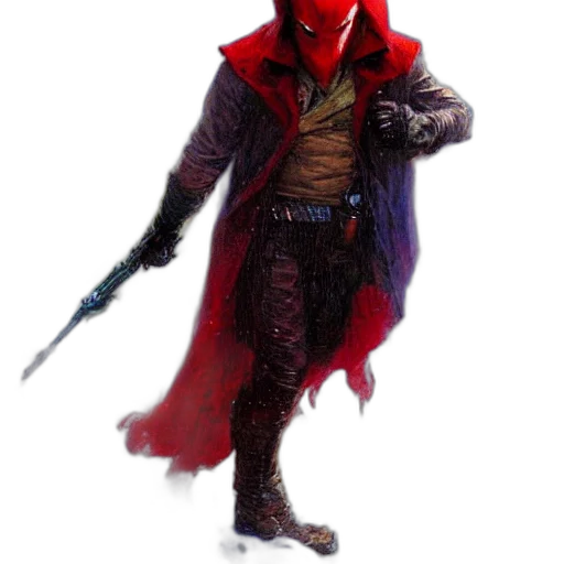 jacket, staff, mask, sword transparent PNG cut-out