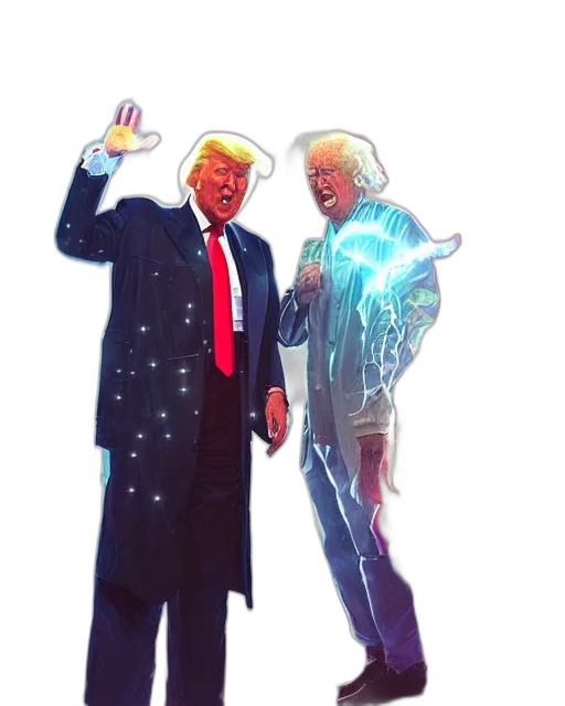 jacket, staff, robot, creature transparent PNG cut-out
