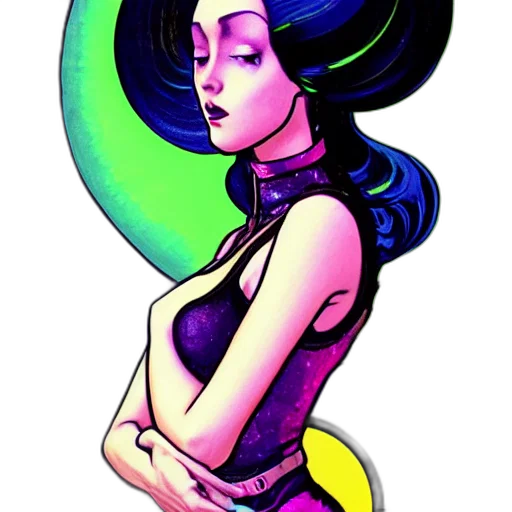 dress, comic book art, cartoon, fantasy art transparent PNG cut-out