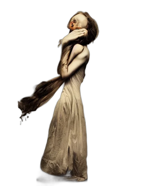 dress, staff, hair, jewelry transparent PNG cut-out