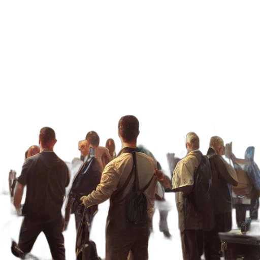 staff, jacket, umbrella, robot transparent PNG cut-out