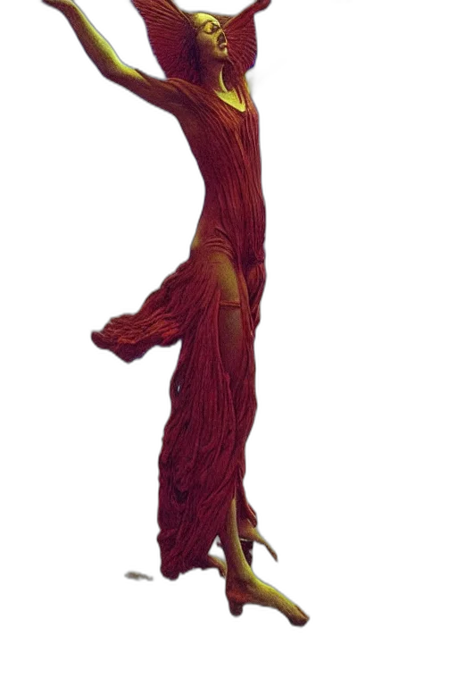 dress, staff, creature, hair transparent PNG cut-out