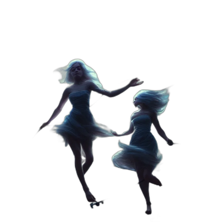dress, hair, creature, staff transparent PNG cut-out