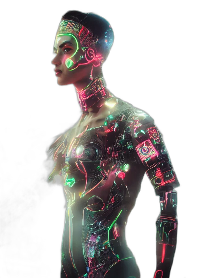 robot, dress, cyberpunk, concept art transparent PNG cut-out