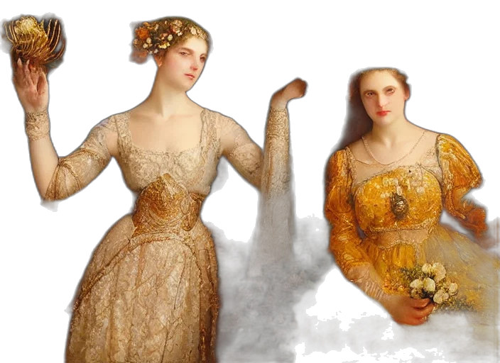 dress, oil painting, concept art, golden transparent PNG cut-out