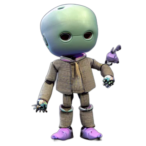 robot, staff, creature, jacket transparent PNG cut-out