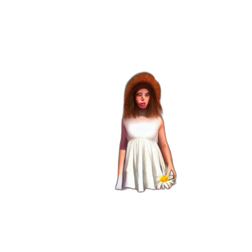 dress, hair, creature, staff transparent PNG cut-out
