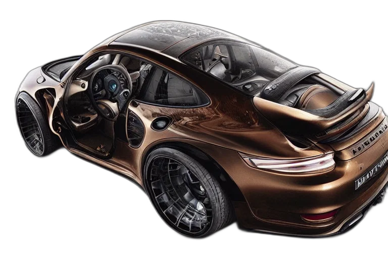 car, 3d render, photorealistic, steampunk transparent PNG cut-out