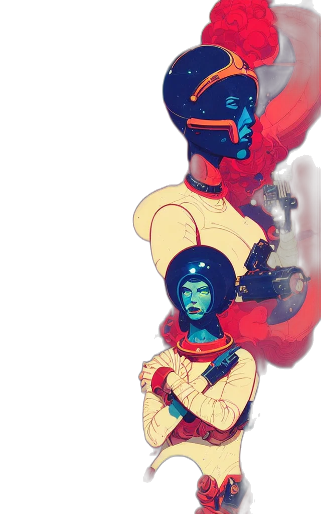 mask, robot, staff, concept art transparent PNG cut-out