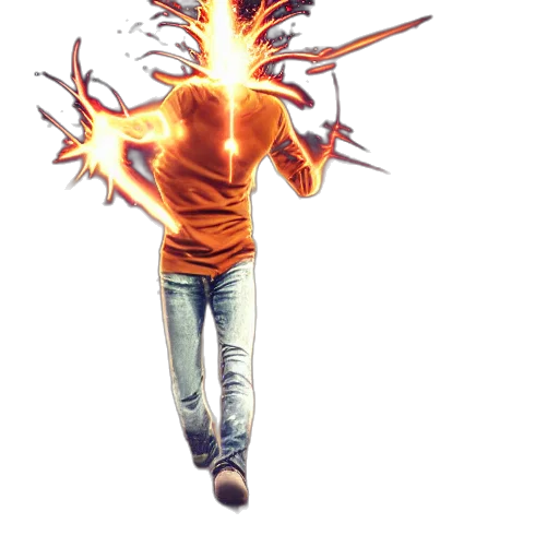 staff, jacket, hair, weapon transparent PNG cut-out