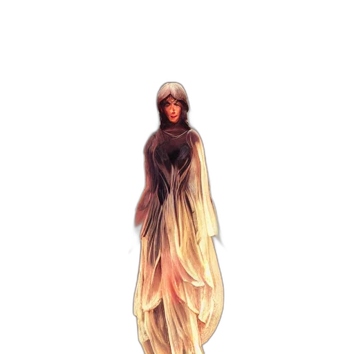 dress, hair, creature, staff transparent PNG cut-out